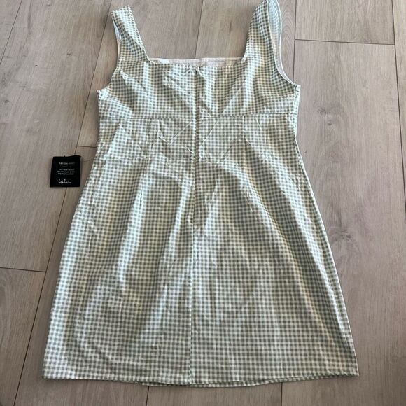 Lulus Green Gingham Mini Dress size XL - Picture 4 of 8